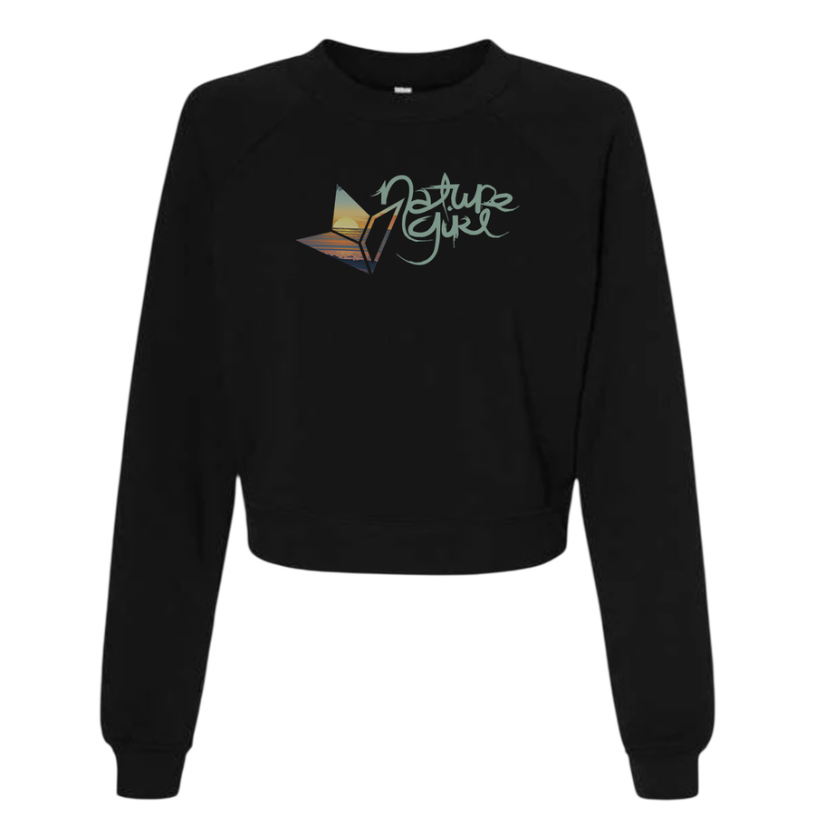 Sunset Nature Girl Cropped Fleece Pullover Sweatshirt  (Women) image 1