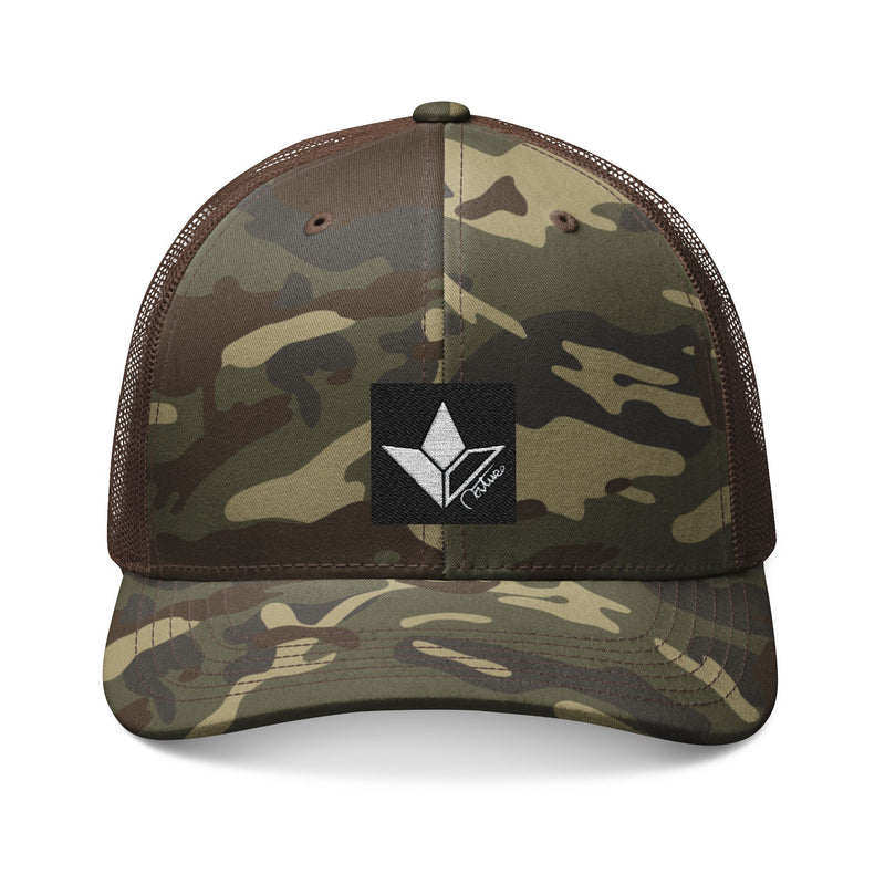 Camo Aloe Squared Embroidered Snapback Trucker Hat