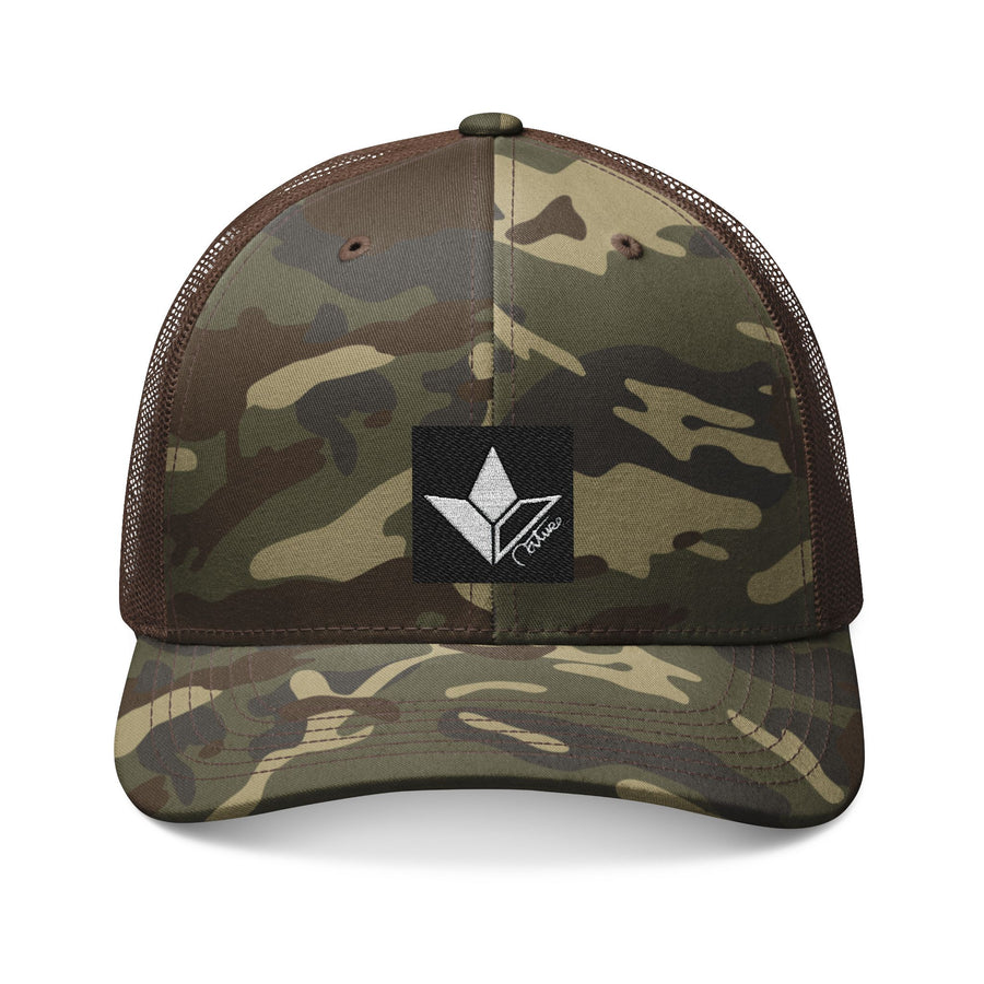 Camo Aloe Squared Embroidered Snapback Trucker Hat image 0