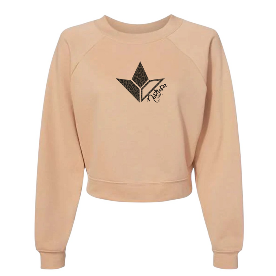 Black Leopard Aloe Cropped Fleece Pullover Sweatshirt  (Women) image 0