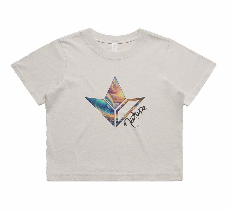 Sunset Wave Aloe Short Sleeve Faded Crop T-Shirt (Womens)