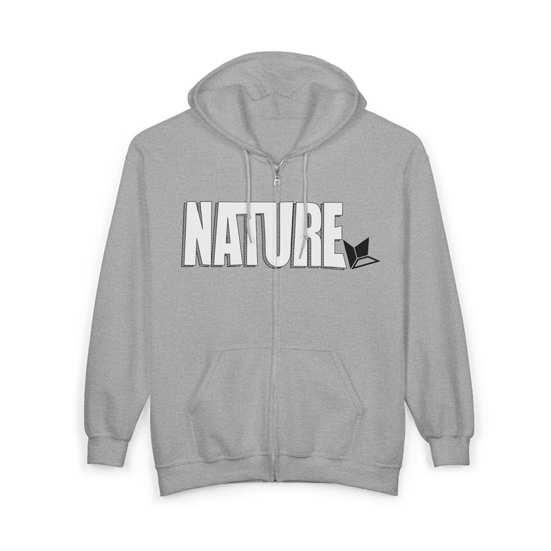 Bold NATURE (White) Zip Front Hoodie (Mens)