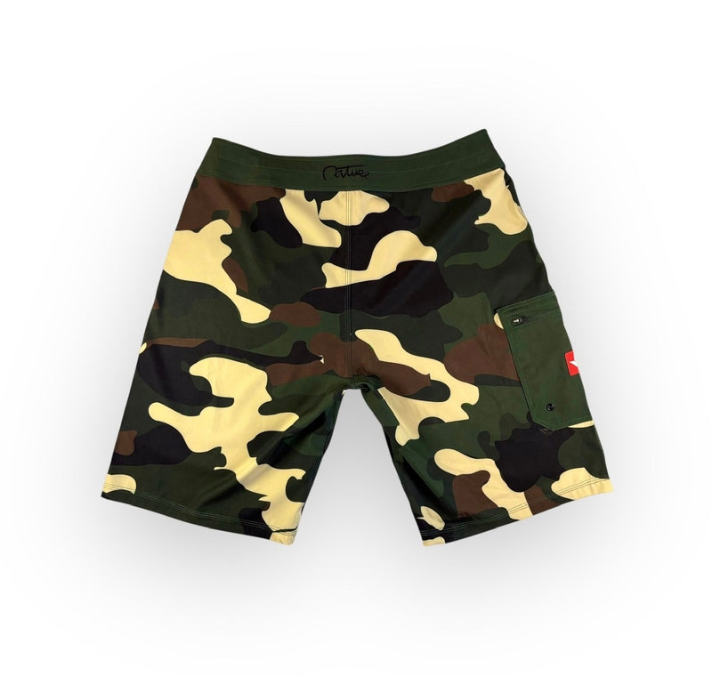 Army Camo VeraFlex Side Seem Boardshorts with Cargo Pocket