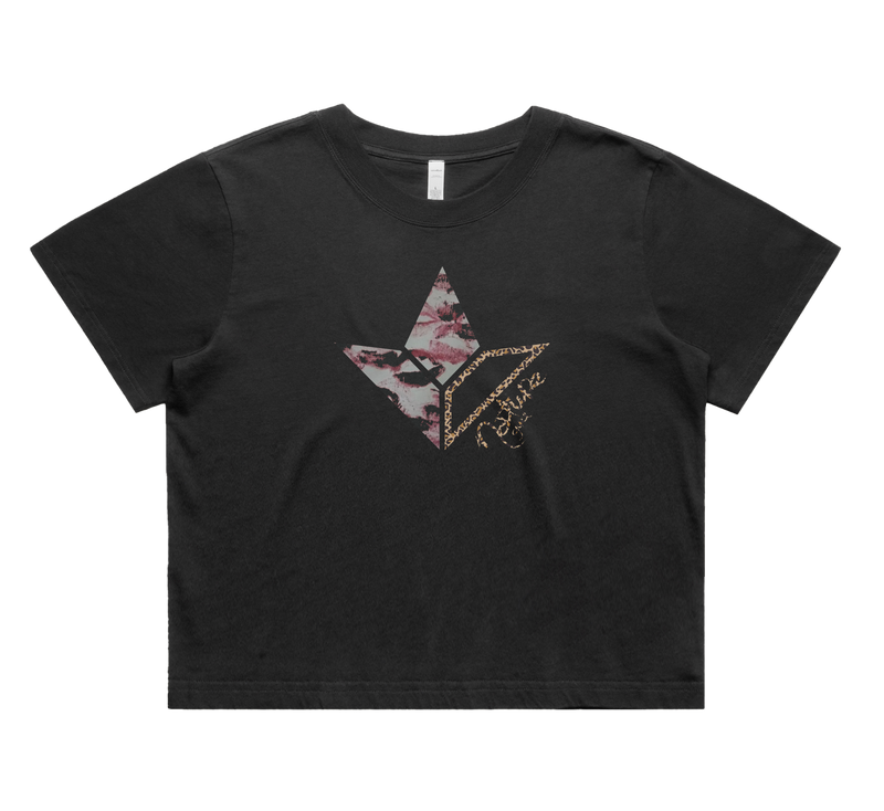 Cheetah Aloe Kisses Short Sleeve Faded Crop T-Shirt (Womens)