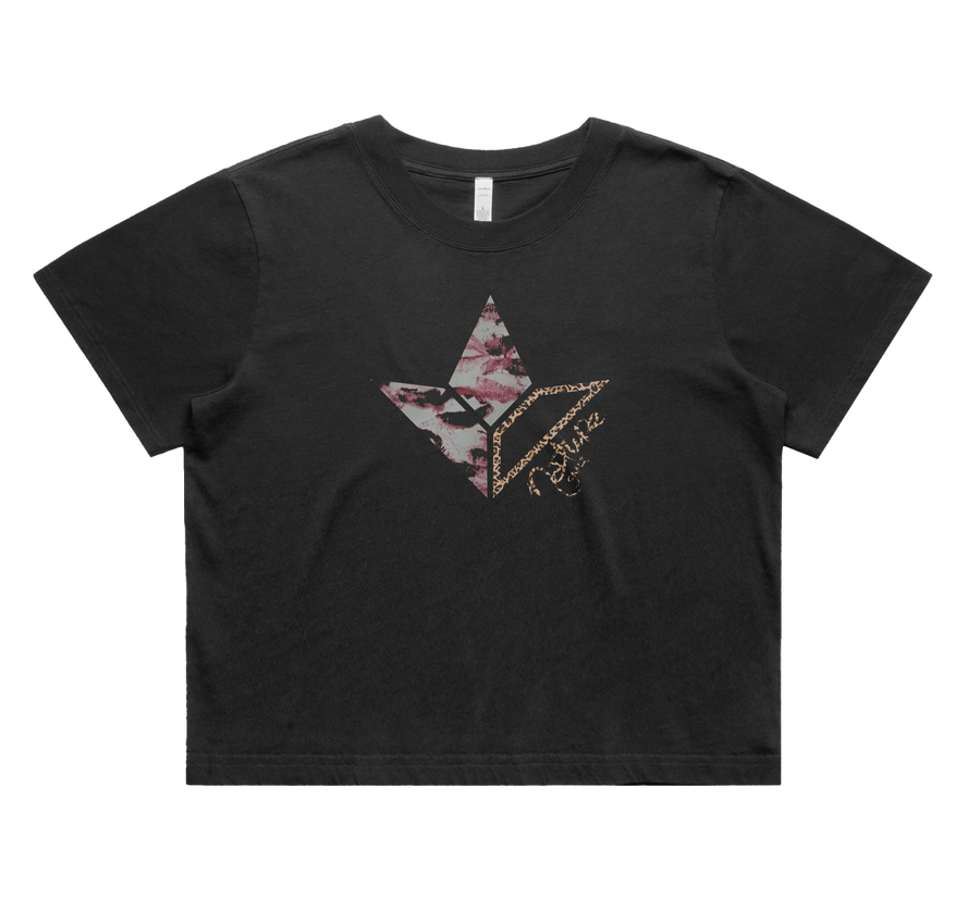 Cheetah Aloe Kisses Short Sleeve Faded Crop T-Shirt (Womens) image 0