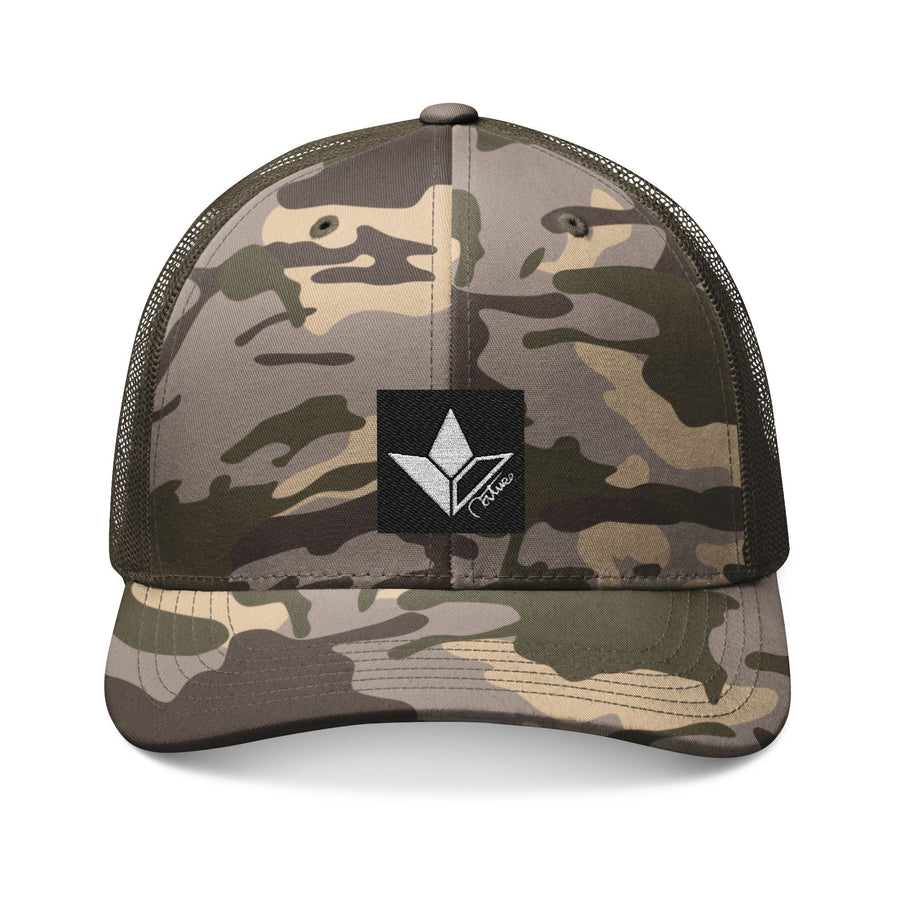 Camo Aloe Squared Embroidered Snapback Trucker Hat image 2