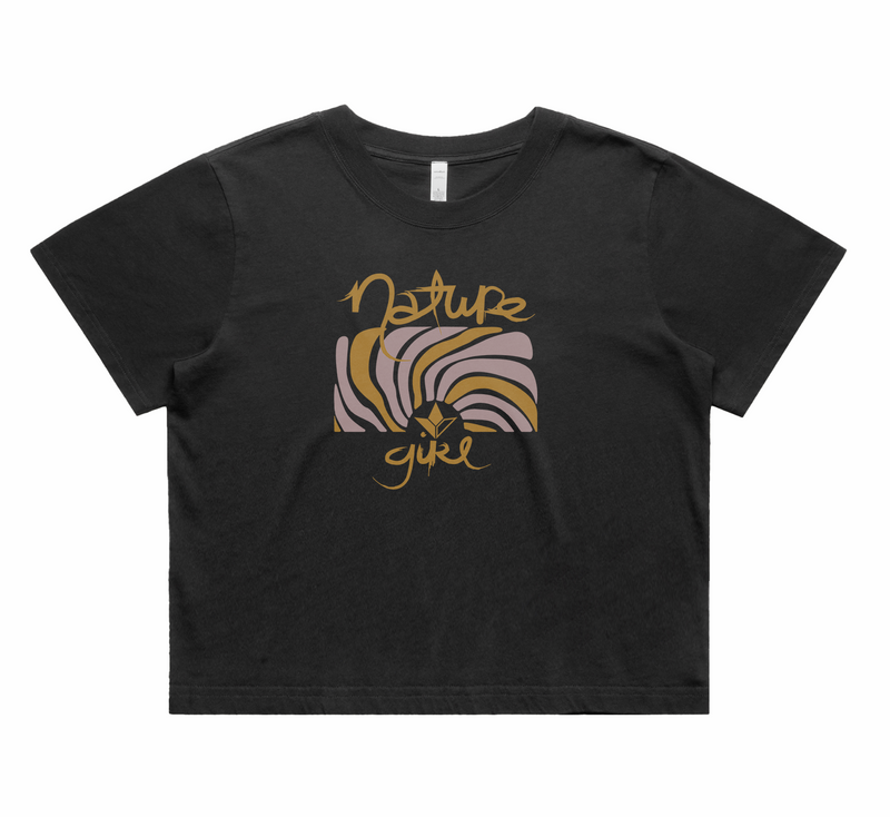Sun Waves Short Sleeve Faded Crop T-Shirt (Womens)