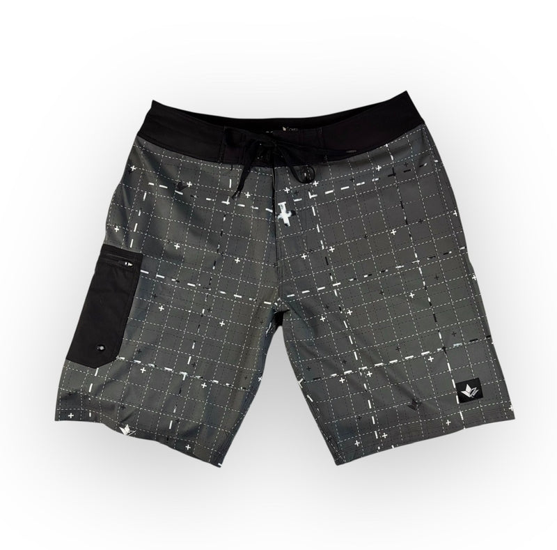 Grid Lines VeraFlex Side Seem Boardshorts with Cargo Pocket