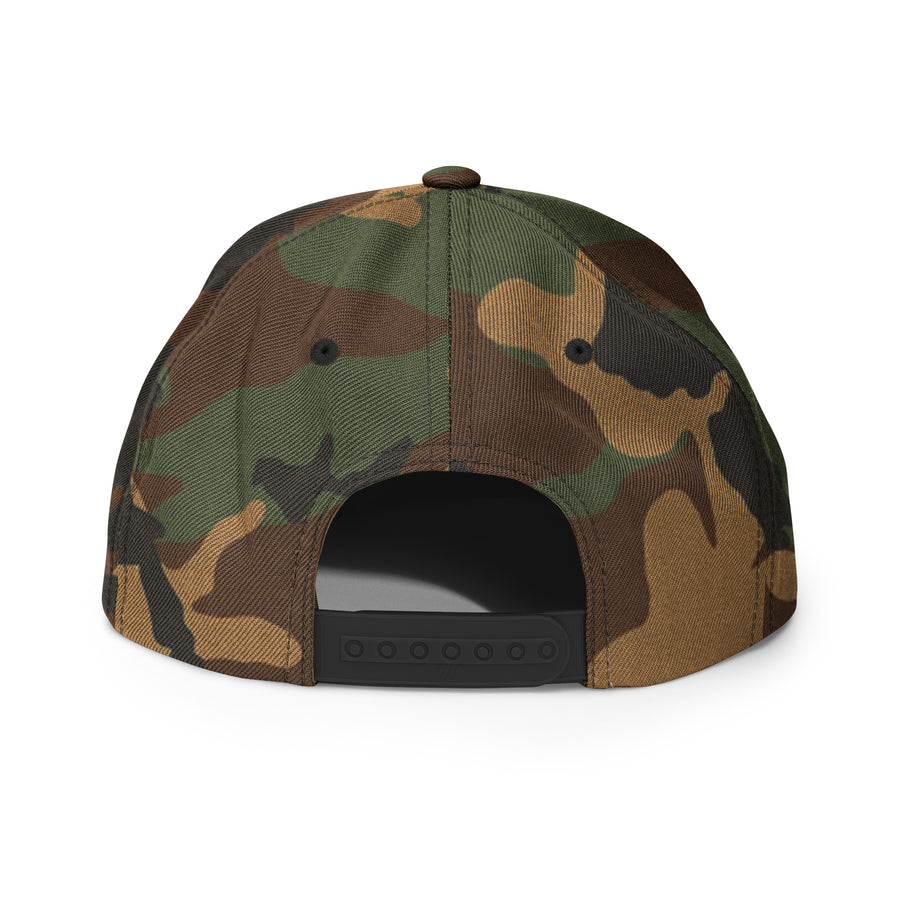 Camo Red Squared Embroidered Snapback Flat Bill Hat image 1