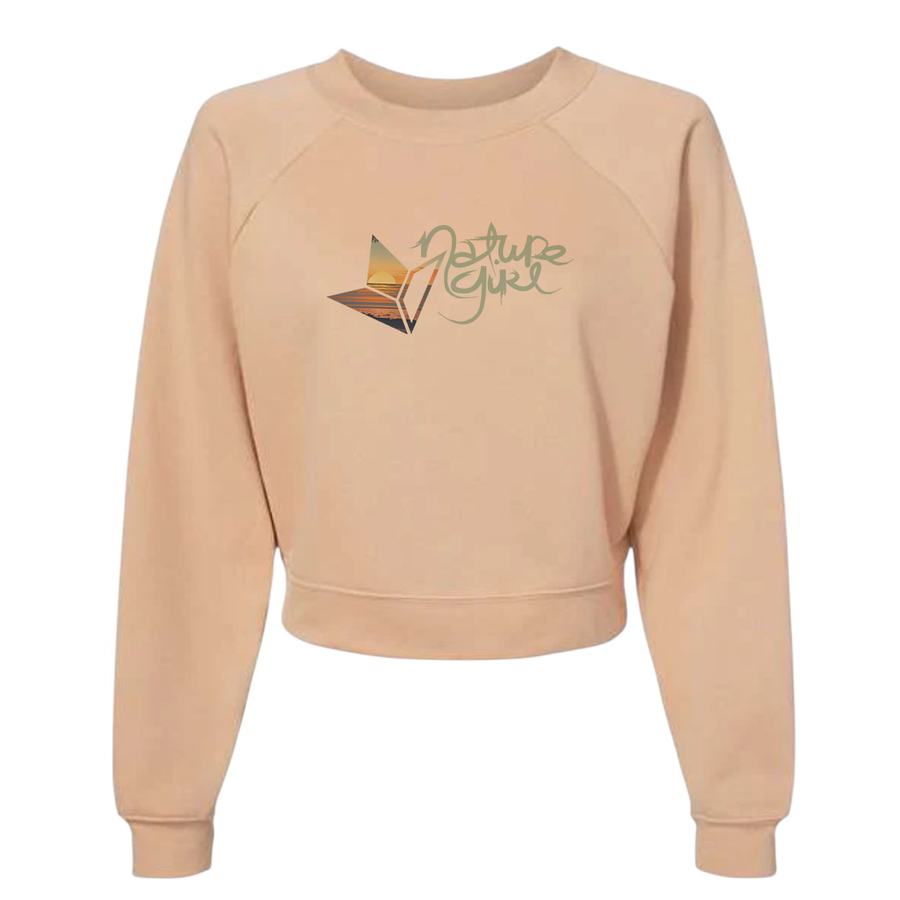 Sunset Nature Girl Cropped Fleece Pullover Sweatshirt  (Women) image 2