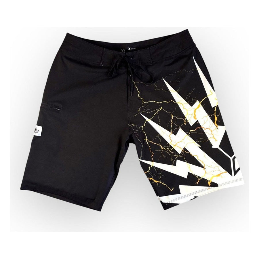 Aloe Shock Wave VeraFlex Boardshorts in Black, front view