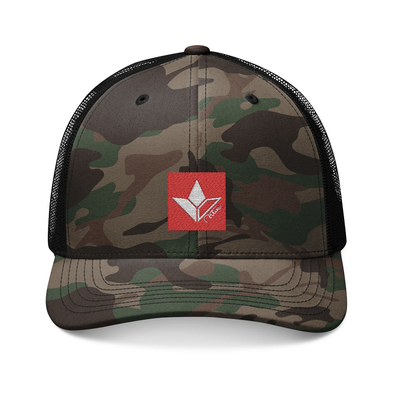 Aloe Squared (Red) Camo Embroidered Snapback Trucker Hat