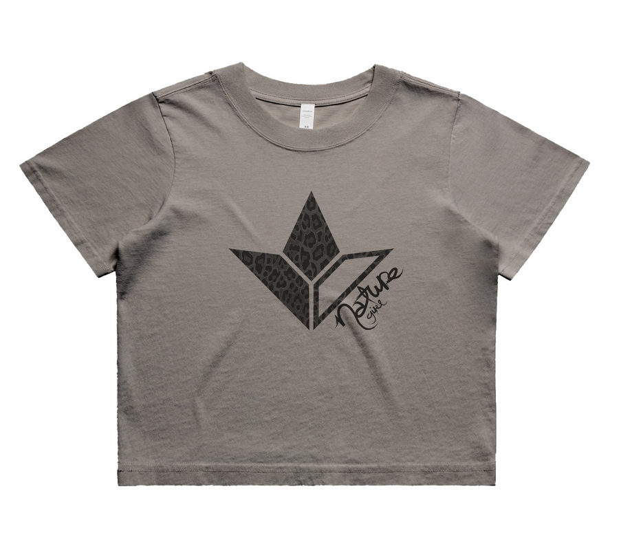 Black Leopard Aloe Short Sleeve Faded Crop T-Shirt (Womens) image 1