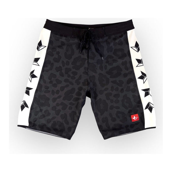 Black Leopard Hurricane VeraFlex Boardshorts front view