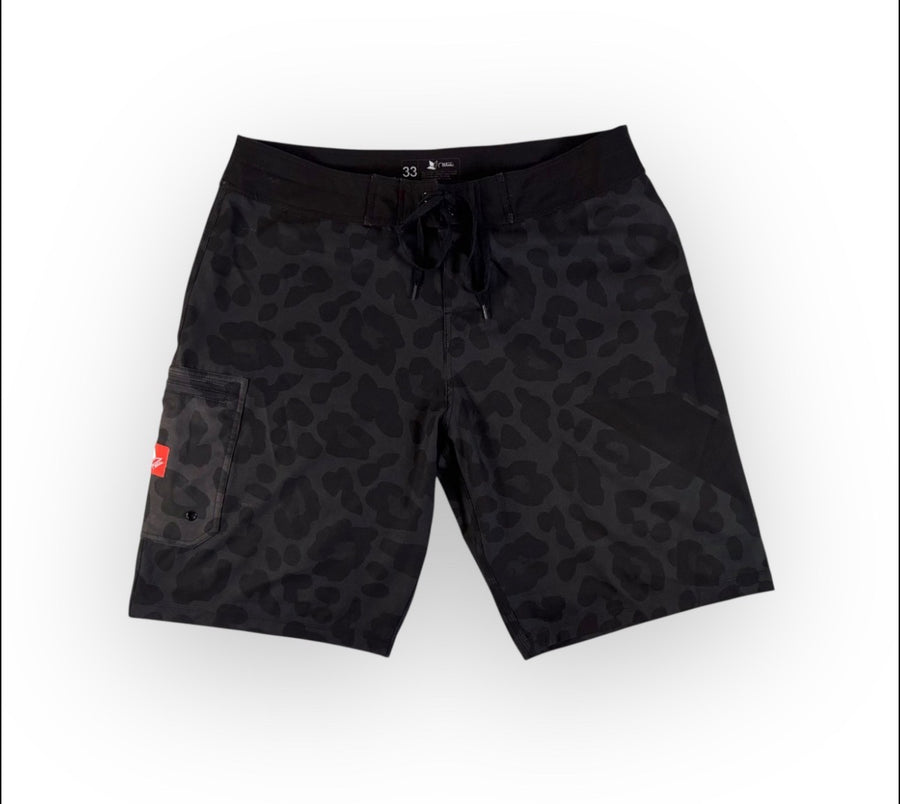 Black Leopard VeraFlex Side Seem Boardshorts with Cargo Pocket image 0