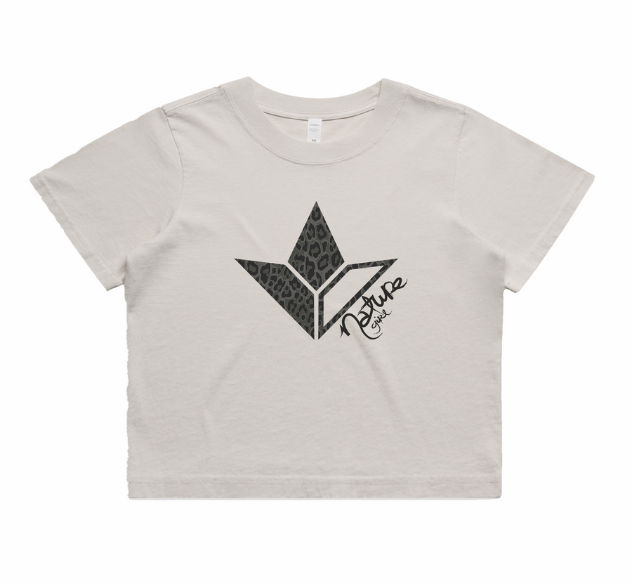 Black Leopard Aloe Short Sleeve Faded Crop T-Shirt (Womens) image 0