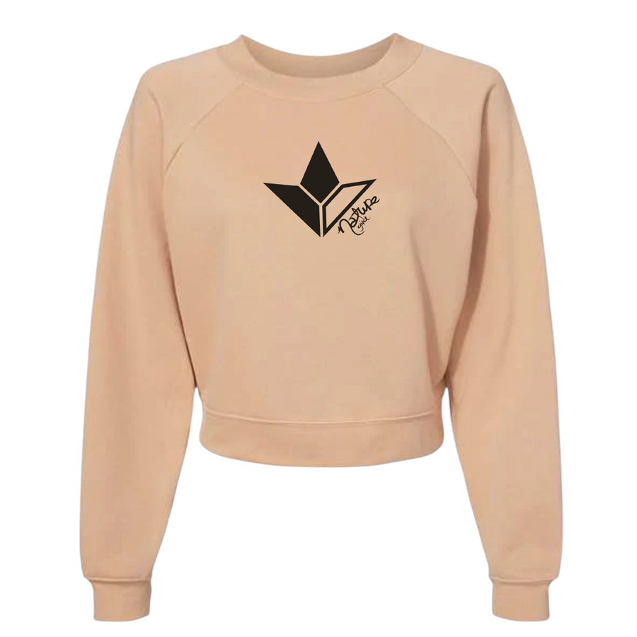 Black Aloe Cropped Fleece Pullover Sweatshirt  (Women) image 1