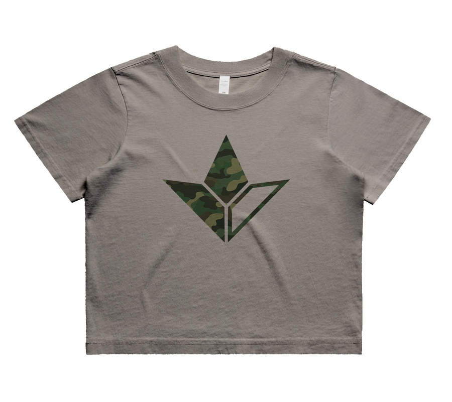 Camo Aloe Short Sleeve Faded Crop T-Shirt (Womens) image 1