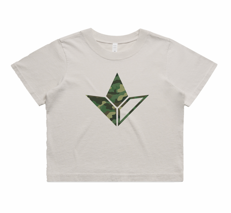 Camo Aloe Short Sleeve Faded Crop T-Shirt (Womens)