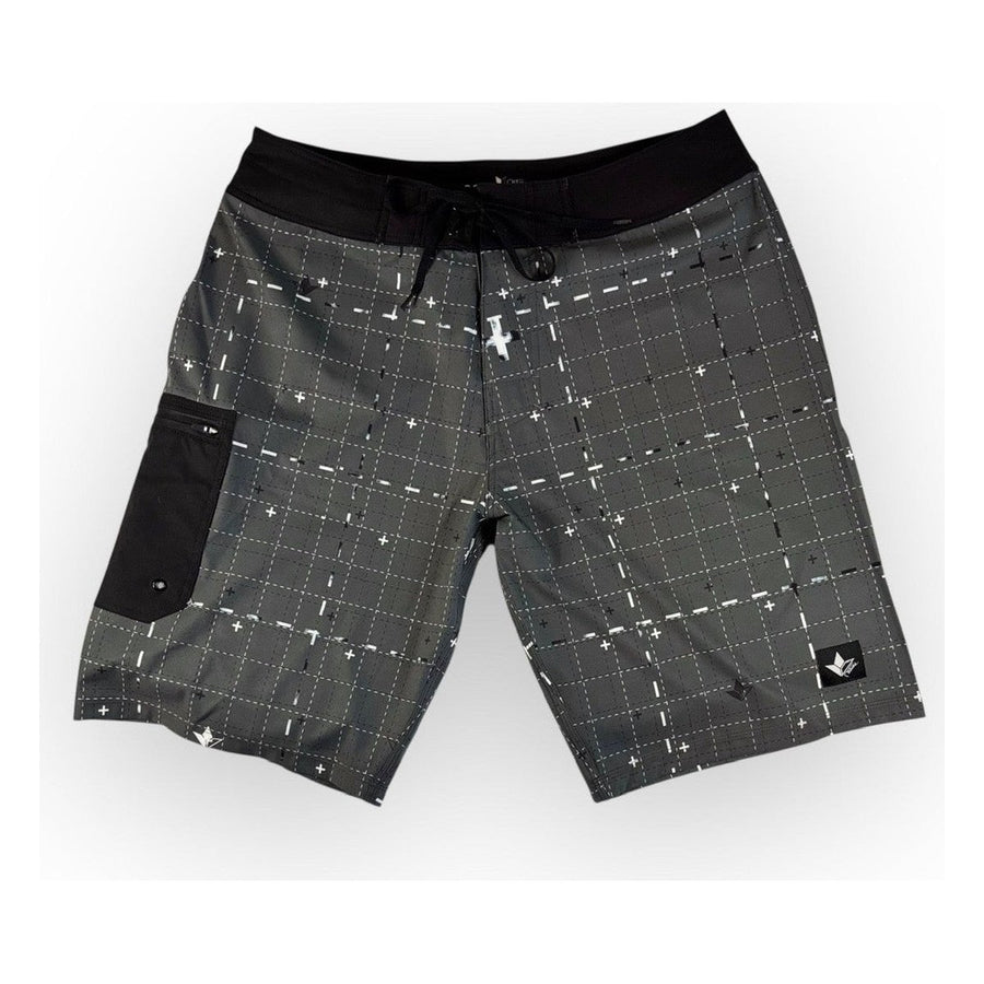 Grid Lines VeraFlex Side Seam Boardshorts with Cargo Pocket front view