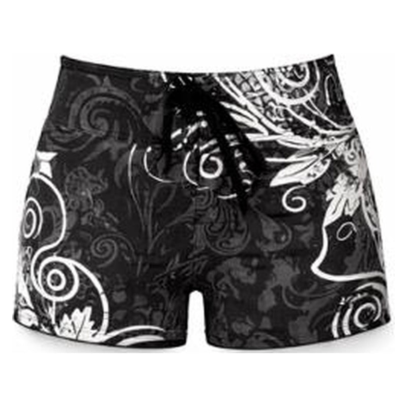Grunge Hibiscus VeraFlex High Waisted Boardshorts (Black/White)