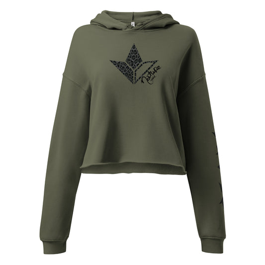 Aloe Leaf Leopard Crop Hoodie